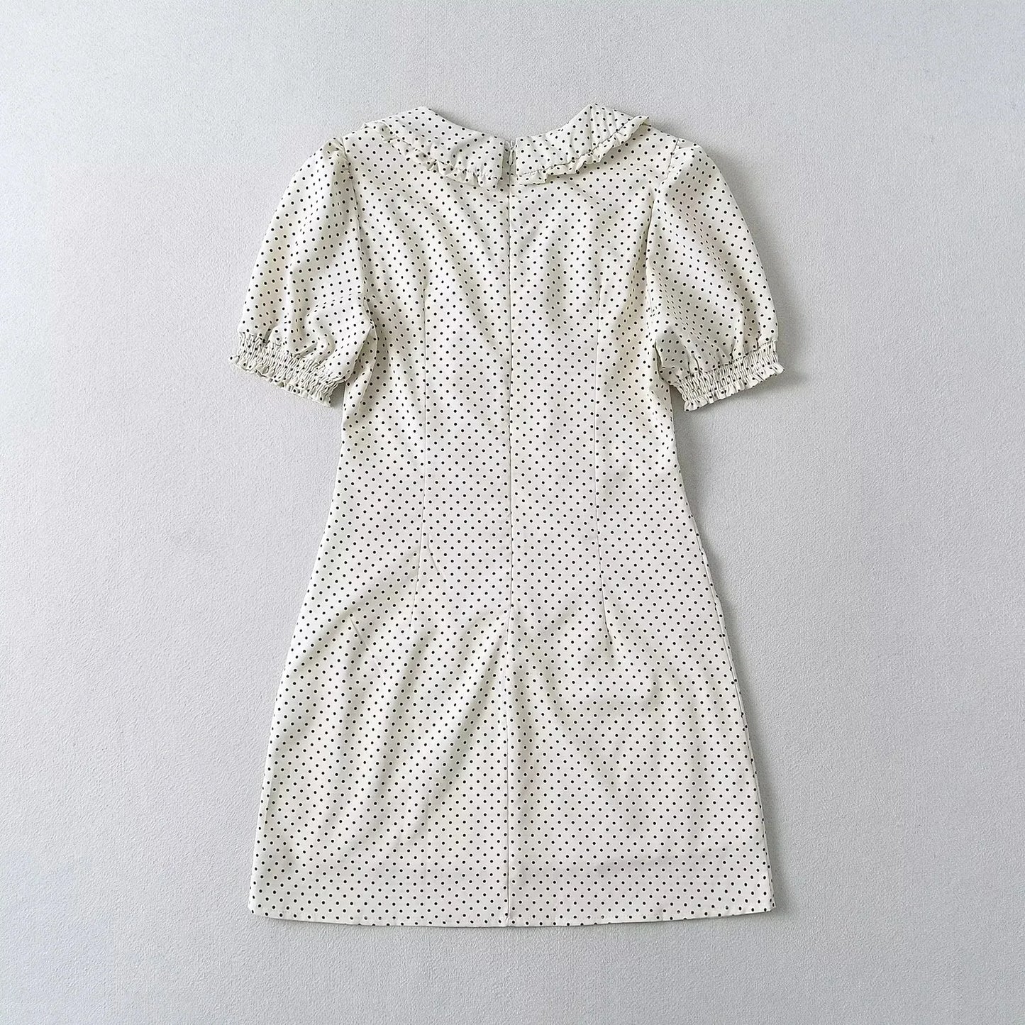 Luxus-Kleider für Damen, 2022, Sommer, kurzes Kleid, sexy, französisches Minikleid, kurzes Puffärmel-Minikleid mit Schleifendetail, Punktedruck.