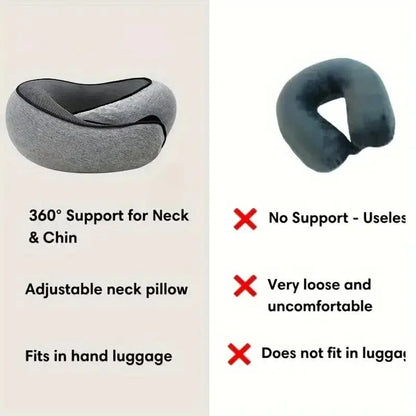 Travel Neck Pillow Memory Foam U-shaped Pillow Snail Style Travel Neck Support Portable Adjustable Soft Noon Break Sleep Pillows.
