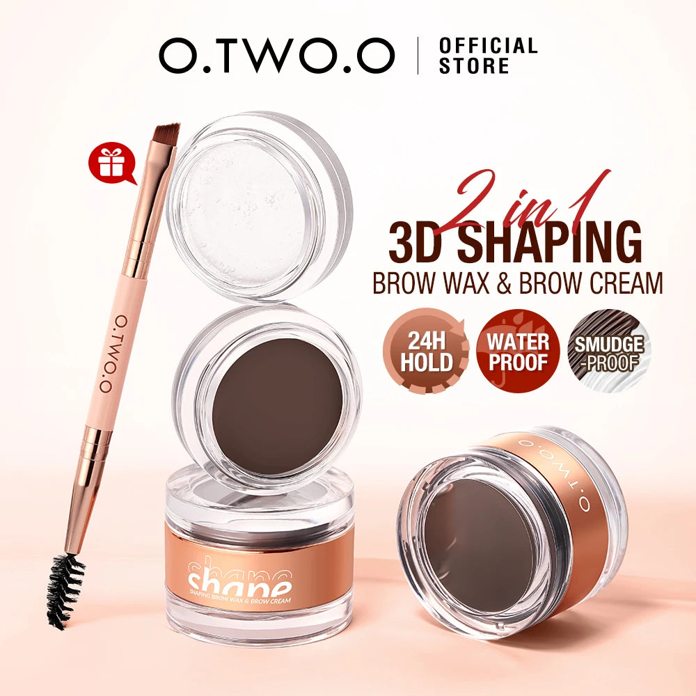 O.TWO.O Eyebrow Pomade Brow Gel Wax 2 IN 1 Waterproof Long Lasting Creamy Texture Eye Brow Tint Enhancers Cosmetics Makeup.