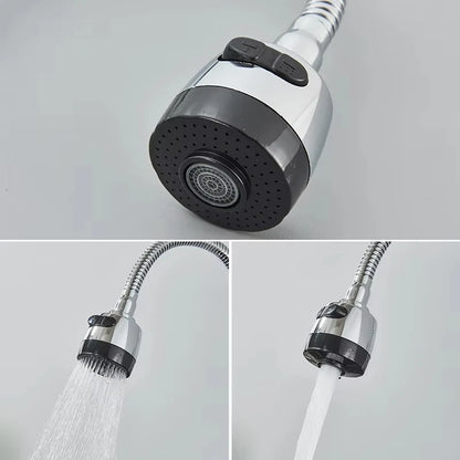 Chrome/black wall-mounted swivel, two-way spout, water stream sprayer, hot and cold water flexible hose kitchen mixer tap