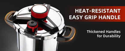 KITCHJOY 3in1 Stainless Steel Pressure Cooker 6L 8L 10L 12L Pressure Canner Induction Compatible Glass Lid Steamer Rack Included.