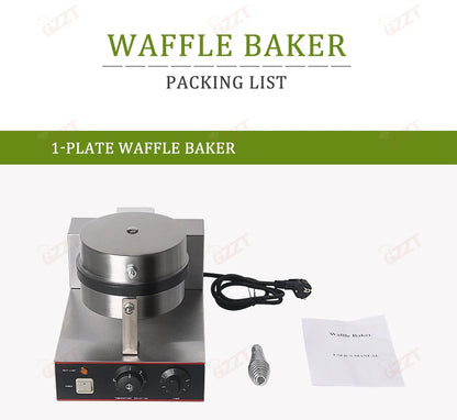 GZZT Commercial Double Head Waffle Maker 4-Piece Non-stick 2000W Adjustable Temperature 50-300℃ High-Efficiency Snack Machine.