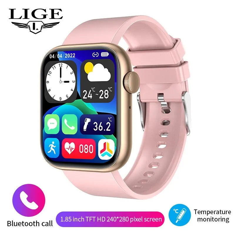 LIGE Smart Watch For Women Full Touch Screen Bluetooth Call Waterproof Watches Sport Fitness Tracker Smartwatch Lady Reloj Mujer