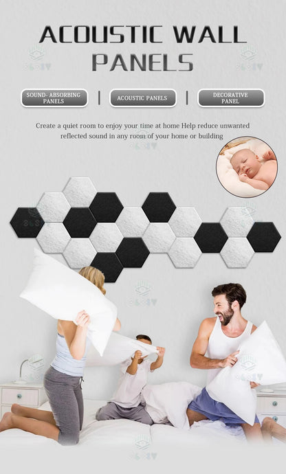 Sound Absorbing Wall Panels Hexagon 6 Pcs Bedroom Acoustic Insulation Sound-absorbing Panels Decor Acoustic Absorption Panel