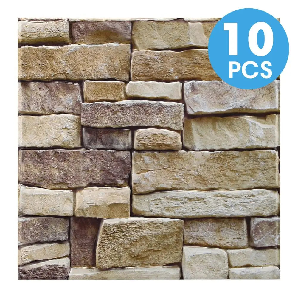 10/20Pcs, PVC 3D Faux Stone Wall Panels, Decorative Wall Decoration, Self-adhesive Panels, Easy to Install, 30cm x 30cm