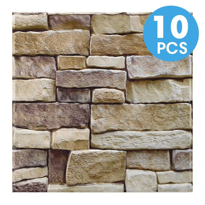 10/20Pcs, PVC 3D Faux Stone Wall Panels, Decorative Wall Decoration, Self-adhesive Panels, Easy to Install, 30cm x 30cm