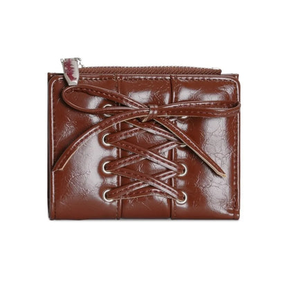 YK2 Strap Bow Women Wallets Short Wallets Card Holder Folding Zipper Coin Purse Girl PU Leather Coin Pouch Casual Clutch Bag.