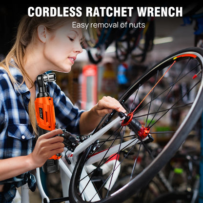 DayPlus 3/8 Zoll kabelloser elektrischer Ratschenschlüssel, 12 V Power-Ratschengerät 200 NM mit 2 x 1500 mAh-Batterien 90 °   Winkelschlüssel, 7 Steckdosen