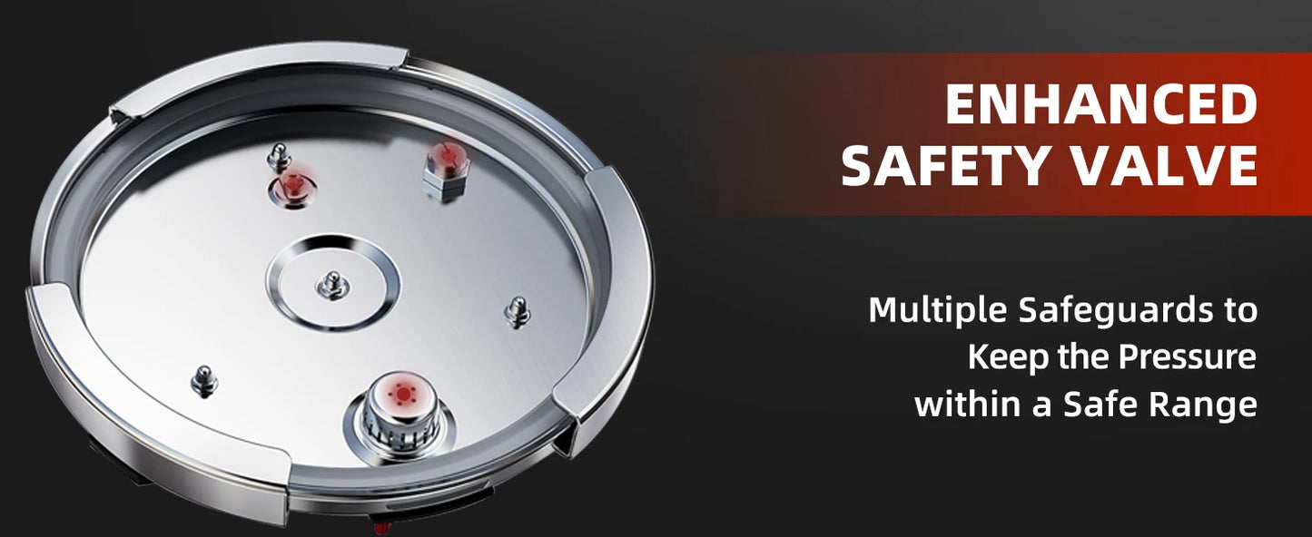 KITCHJOY 3in1 Stainless Steel Pressure Cooker 6L 8L 10L 12L Pressure Canner Induction Compatible Glass Lid Steamer Rack Included.