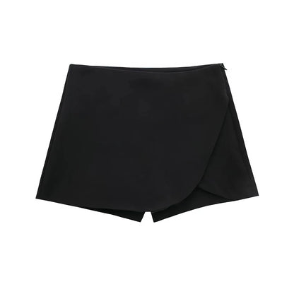 Women Fashion Pareo Style Shorts Skirts Vintage High Waist Side Zipper Female Skort Mujer.