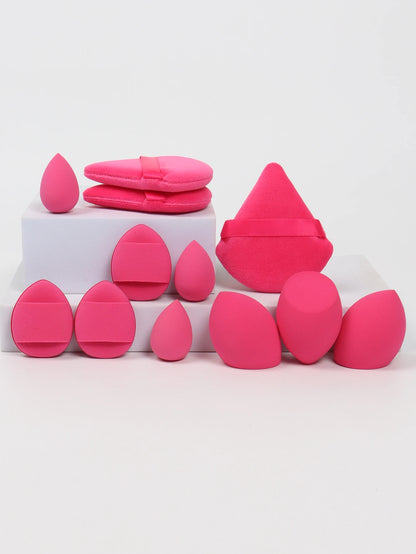 12-Piece All-Purpose Makeup Sponge Set, Made of 3 Loose Powder Puffs, 3 Mini Air Cushion Puffs, 3 Beauty Eggs and 3 Mini Beauty.