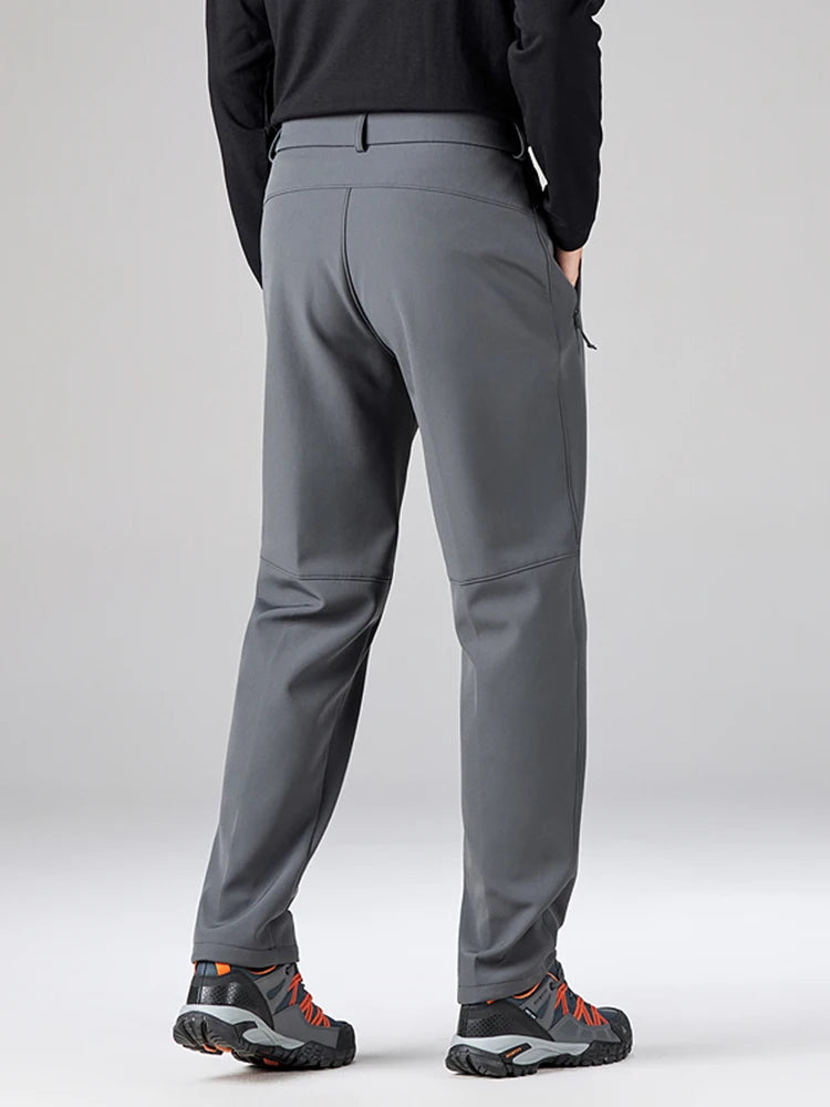 Men's Performance Casual Pants Fleece Lined Outdoors Waterproof Windproof Warm Trousers Business Travel Golf Stretch Pants.