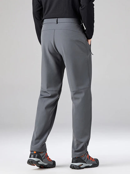 Men's Performance Casual Pants Fleece Lined Outdoors Waterproof Windproof Warm Trousers Business Travel Golf Stretch Pants.