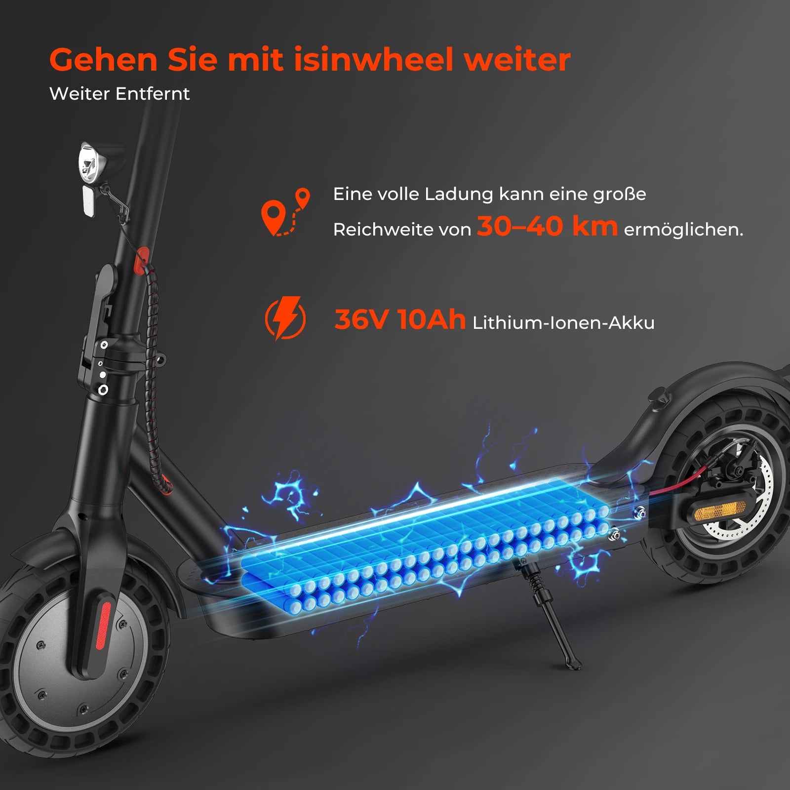 Isinwheel E9TMax Foldable Electric Scooter 500W 10Ah Battery 36V Up to 20 Km/h Adult City E-Scooter.