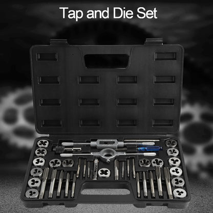 40-teiliges Gewindebohrer- und Matrizenset M3-M12 Schraubenmutter mit Schraubenschlüsseln und Gewindelehre, wärmebehandelt 45 #   Stahlhähne, Matrizen aus legiertem Stahl, Handwerkzeuge