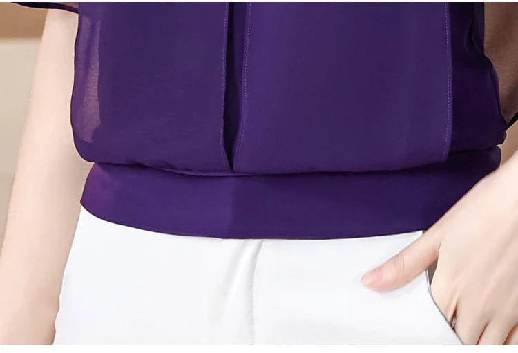 Summer Clothing Half Sleeve Chiffon Blouse 2025 New Fashion Loose Women Tops Solid Color Casual Pullovers Shirt.