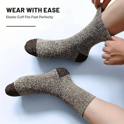 5 Pairs Merino Wool Socks For Men, Super Thick Hiking Socks Thermal Socks For Cold Weather.