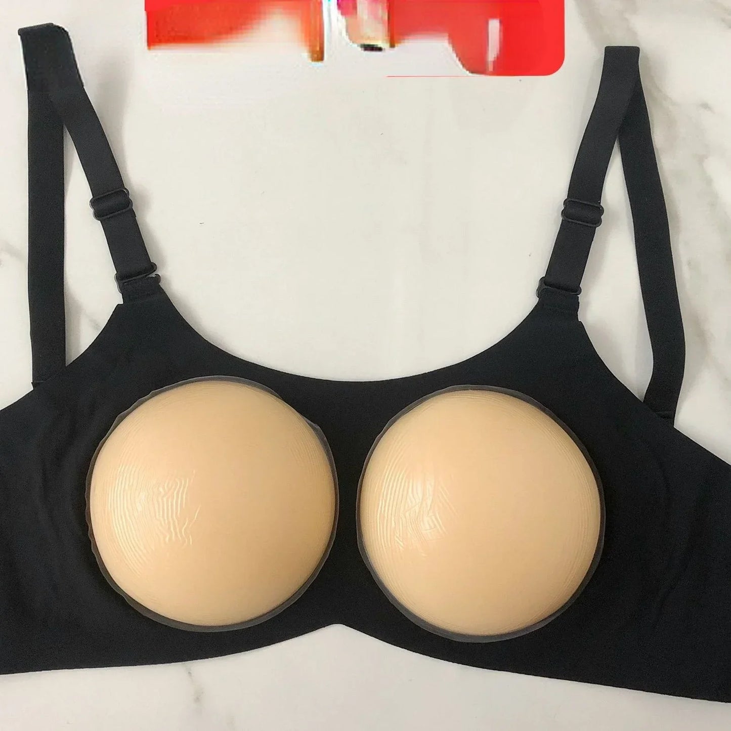 Woman Sexy Fake Chest Active Bra One-Piece Falsies Cosplay Gay Sissy Underwear Convertible Straps Plus Silicone Wire Free Pad.