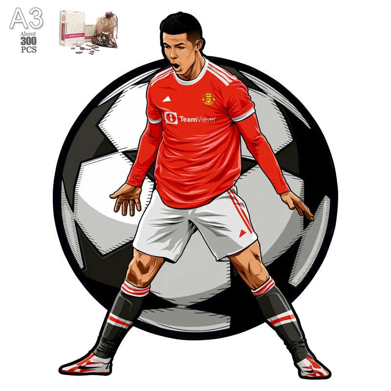 Soccer Player Wooden Puzzle for Football Fan Sports Star Wood Jigsaw Advanced Difficulty A3 A4 Size Puzzles