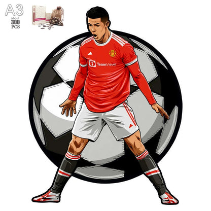 Soccer Player Wooden Puzzle for Football Fan Sports Star Wood Jigsaw Advanced Difficulty A3 A4 Size Puzzles