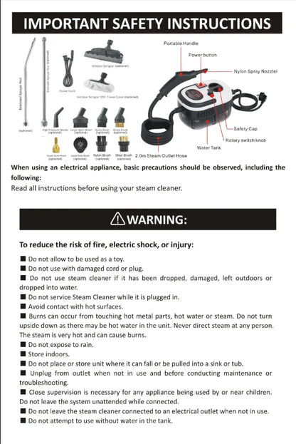 2500W High And Temperature Handheld Steam Cleaners Air Conditioner Kitchen Hood Car Steam Clean Machine Floor and More Cleaning.