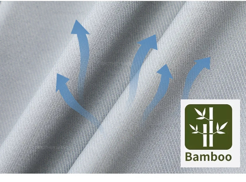 Bamboo Fiber Fabric Men's Casual Pants Summer New Ultra-thin Elastic Soft Straight Business Trousers Classic Black Khaki Gray.