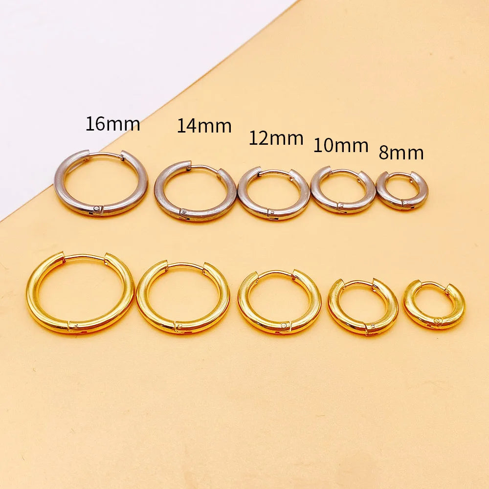 2022 New Simple Stainless Steel Small Hoop Earrings for Women Men Cartilage Ear Piercing Jewelry Pendientes Hombre Mujer.