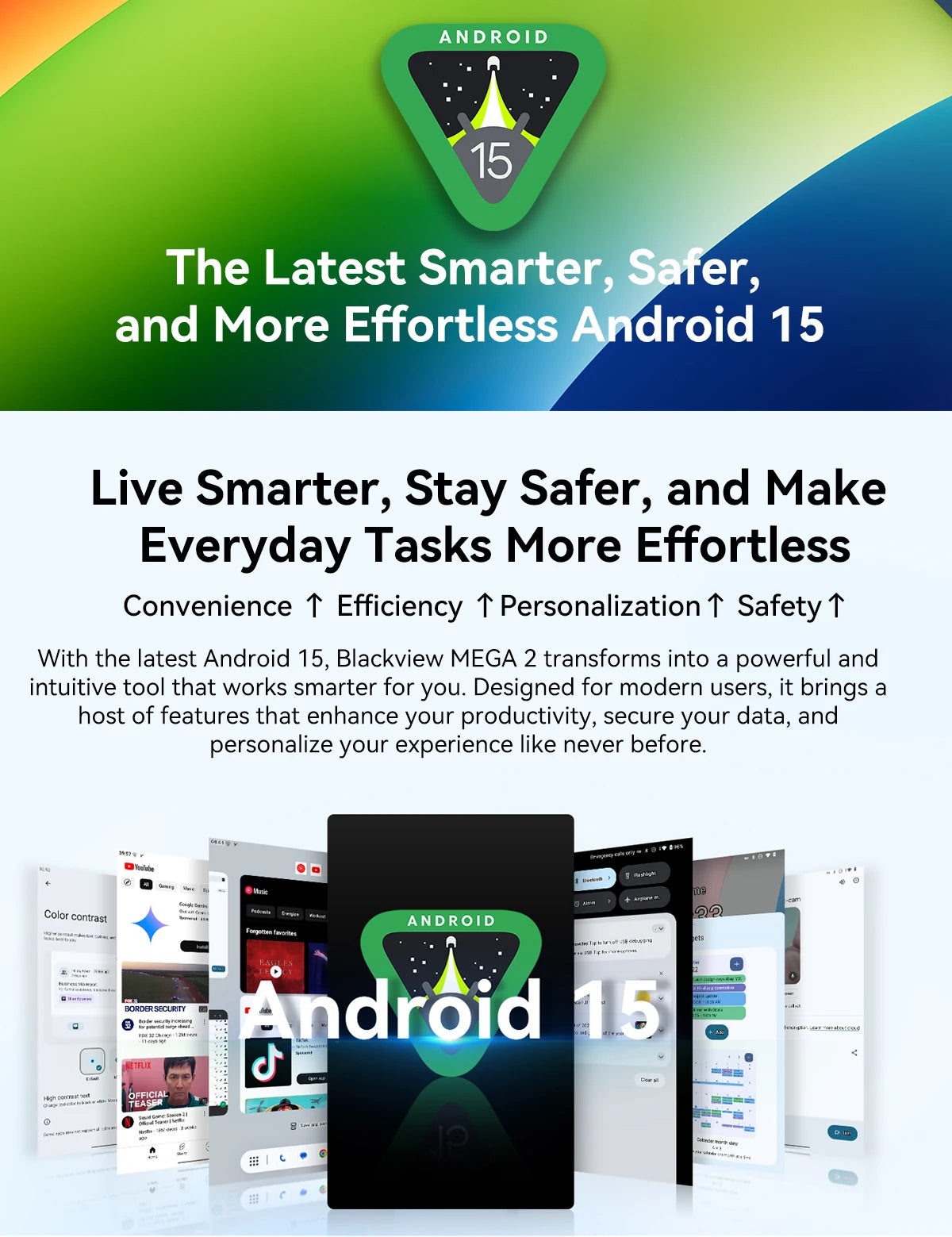 Blackview MEGA 2 Android 15 Tablet 12 inch 2K Display 36(12+24)GB 256GB Unisoc T615 9000mAh Battery Widevine L1 Pad PC