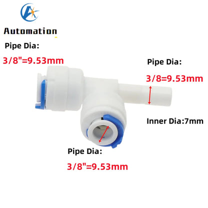 5Pcs RO Water Plastic Pipe Fitting Tee T-type 1/4" 3/8" Hose OD To 1/4" 3/8" Hardplug Reverse Osmosis System Quick Connector