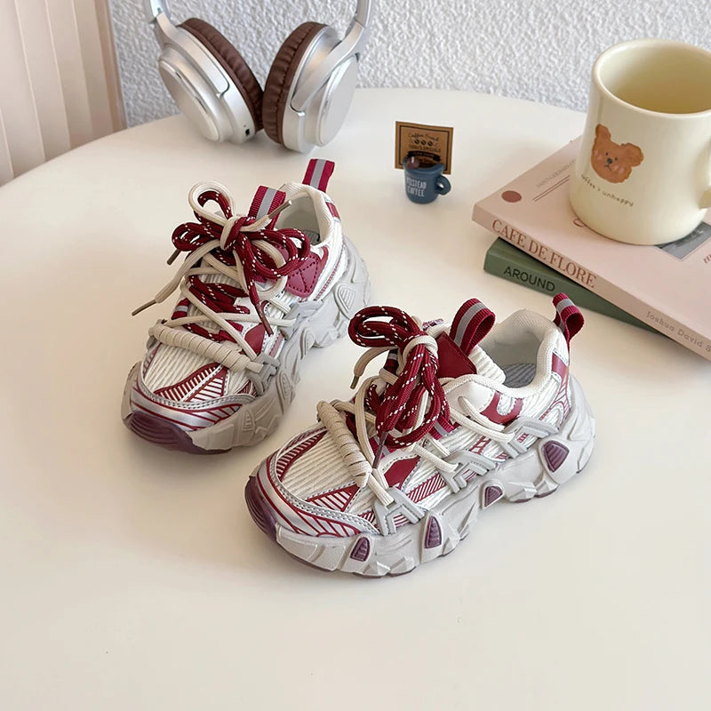 Kids Sneakers for Girls 2025 New Toddlers Causal Shoes Spring Autumn Chunky Versatile Children School Basketball Shoes Non-slip.