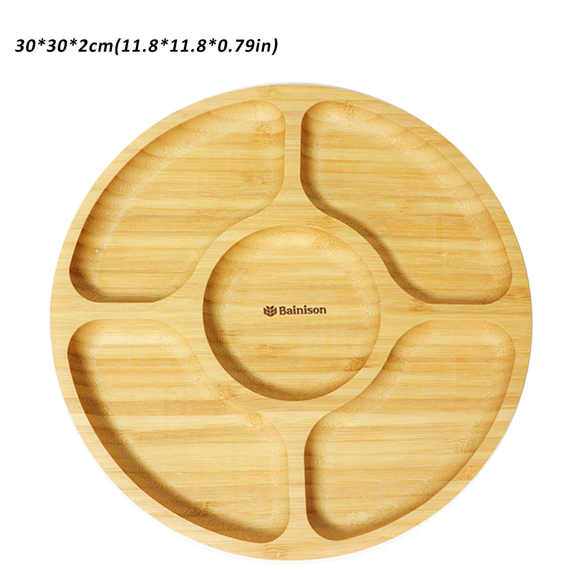 Bainison Bamboo Tray With Compartments-Snack Sorting Platter, Party Candy Buffet Display,Household Kitchen Outdoor Bamboo Tray.