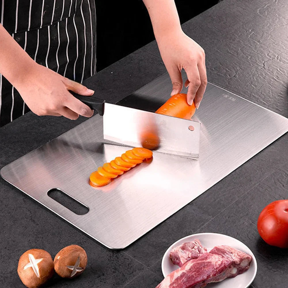 Titanium Cutting Boards for Kitchen Stainless Board 304 Steel Thickened Double Sided Food Grade Portable Fruit Meat Chopping.