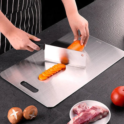 Titanium Cutting Boards for Kitchen Stainless Board 304 Steel Thickened Double Sided Food Grade Portable Fruit Meat Chopping.