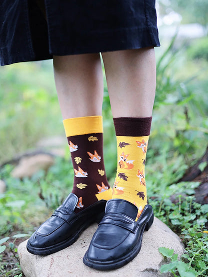 1 Pair Man Women Sock Original AB Tide Socks Colorful Cat Dog Koala Cow Cotton Socks Four Seasons Unisex Medium tube Socks Gift.