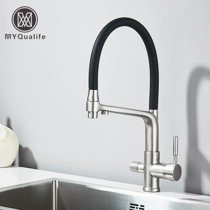 Filter Kitchen Faucet Stream/Shower Mode Water Outlet 360 Rotate Deck Mount Tap Drinking Water Flexible Sprayer Crane