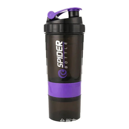 3 Layer Shaker Bottle Protein Mixing Shake Cup Sports Fitness Water Cup 550ml Scaled Plastic Water Bottles with Medicine Box
