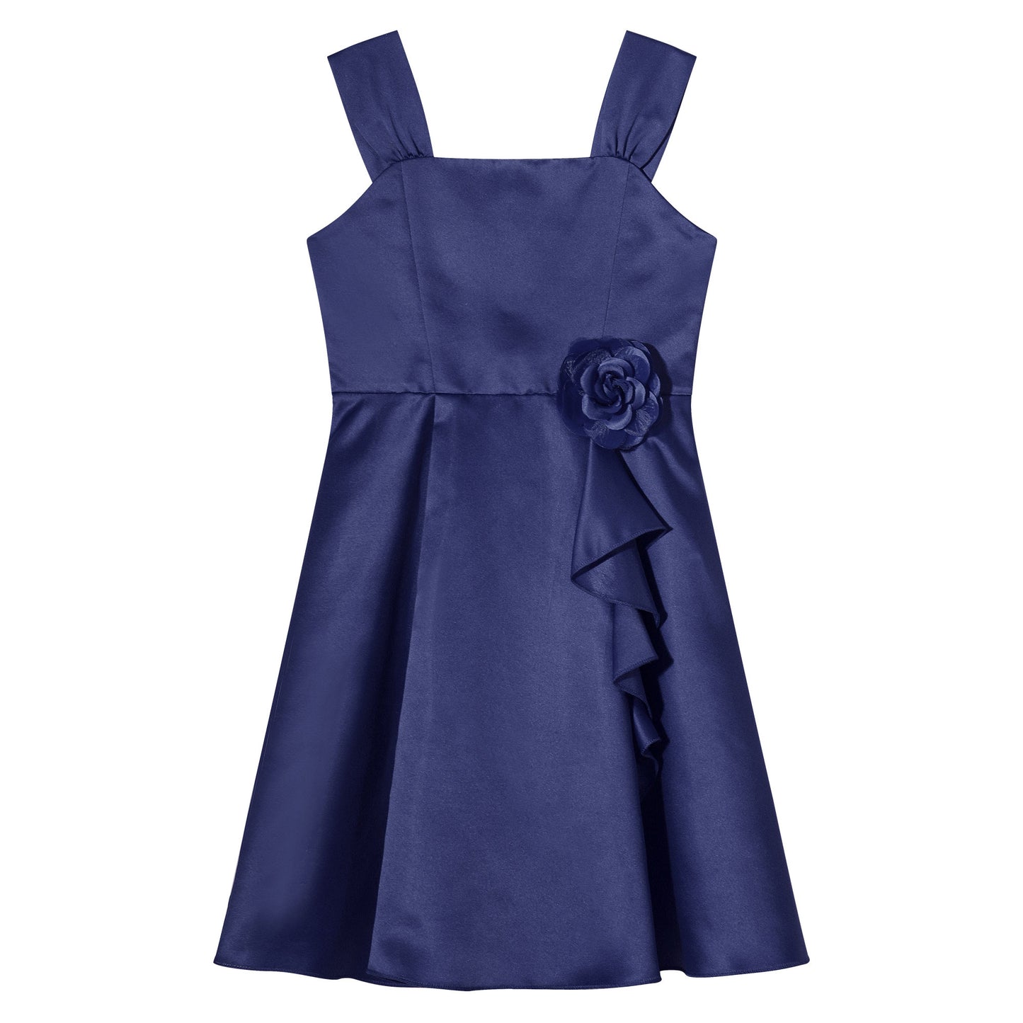 Mädchen Sommer ärmelloses Prinzessinnenkleid Elegantes Satin Hochzeit Brautjungfer Partykleid Große Schleife A-Linie Tutu für Geburtstagsabend