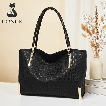 FOXER Brand Genuine Leather Handbag Winter Women Original Design Shoulder Bag Luxury Tote Large Capacity Lady Bag Chrismas Gift.