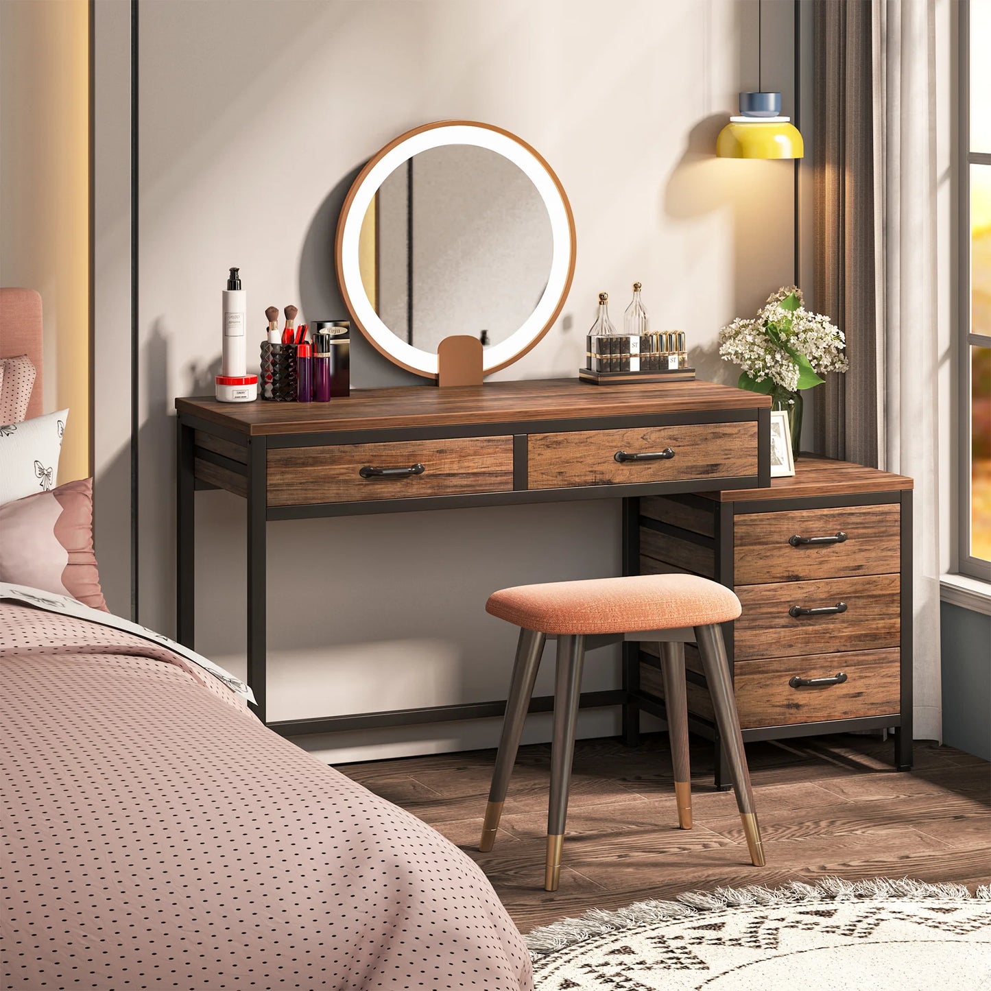 Tribe signs Computer tisch mit 3 Schubladen, 59-Zoll-PC-Schreibtisch mit reversiblen Schubladen, industrielle Arbeits schreibtisch arbeitsplatz