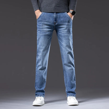 Herbst Winter Neue Business herren Jeans Klassische Mode Stretch Gewaschen Casual Denim Hosen Bequeme Gerade Männliche hosen.