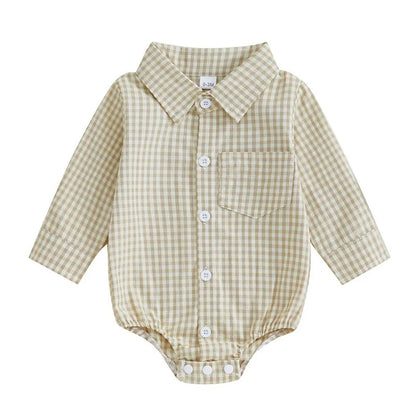Kleinkind Niedlicher Gitter Revers Overall Kleinkind Dünner Stil Freizeit Einteiliger Baby Herbst Body