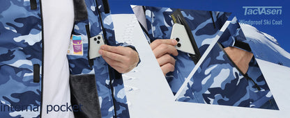 TACVASEN Fleece Lining Mountain Jackets Mens Hiking Jackets Outdoor Removable Hooded Coats Ski Snowboard Parka Winter Outwear.