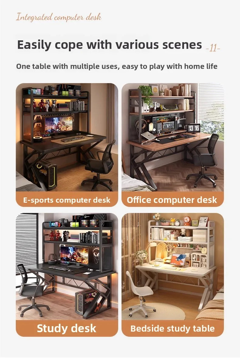 Schreibtisch, Bücherregal, integrierter Schreibtisch mit Lochbrett, Schlafzimmer, E-Sport-Tisch, Desktop-Computertisch
