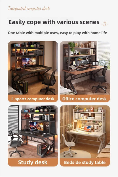 Schreibtisch, Bücherregal, integrierter Schreibtisch mit Lochbrett, Schlafzimmer, E-Sport-Tisch, Desktop-Computertisch