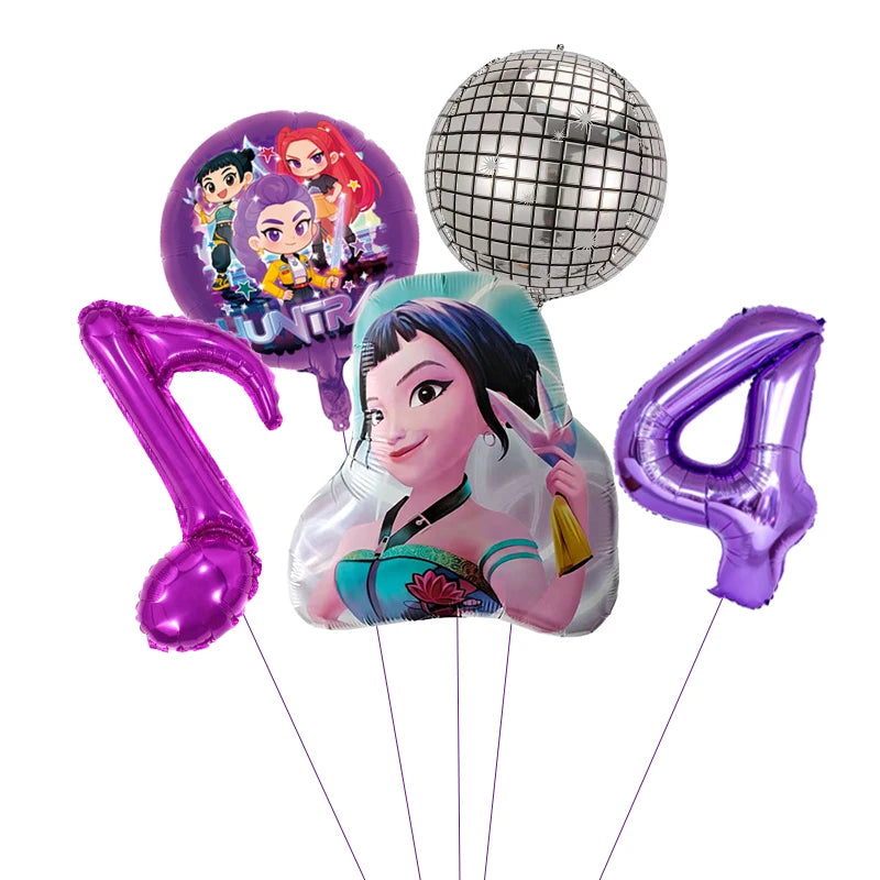 1 Set Kpop Dämonenjäger Thema Ballon Mädchen Alles Gute zum Geburtstag Party Dekoration Kinder Baby Dusche Geschenke Lieferungen