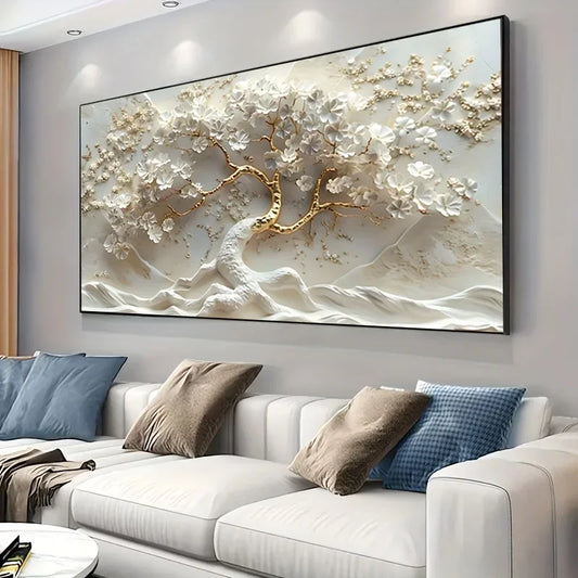 Golden Tree of Life Art Large Golden Tree of Life Canvas Art , Modern Wall Decor for Living Room and Bedroom.