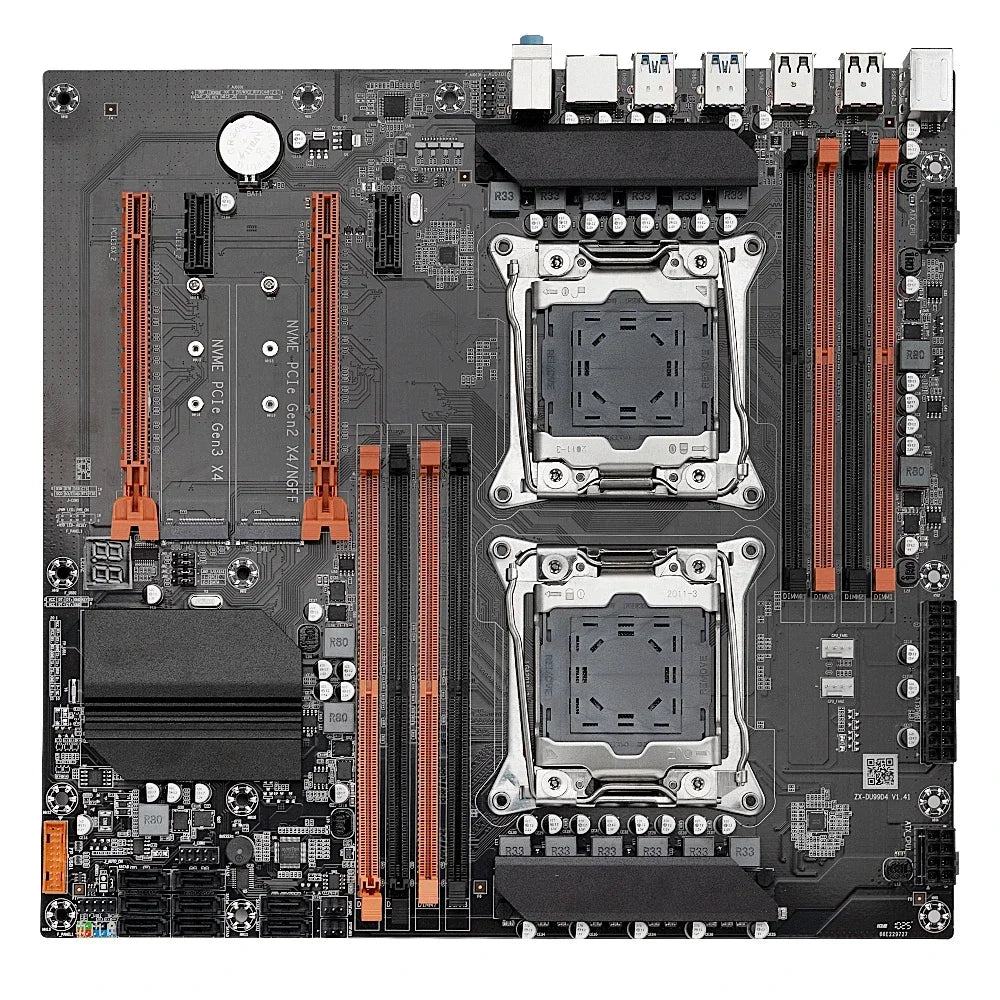 SOYO NEW X99 Dual CPU Motherboard Kit lntel Xeon E5 2680 V4&DDR4 64GB (4*16GB) LGA2011-3 M.2 NVME for Desktop Gaming Computer.