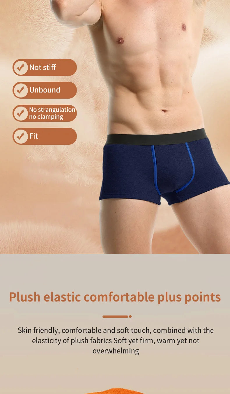 3er-Pack warme Unterwäsche für Herren, Samt und verdickt, Herren-Boxershorts, kältebeständige Shorts für Herbst und Winter, Sport für Jungen