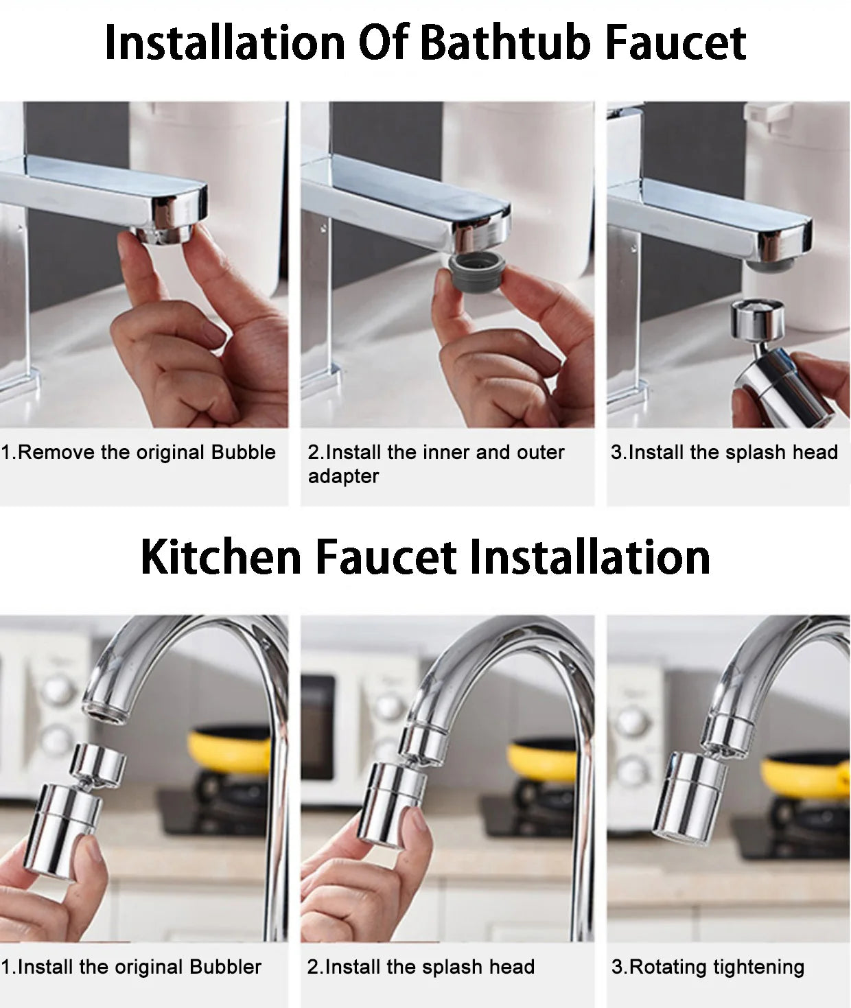 360°Universal Kitchen Faucet Anti-splash Aerator Bathroom Tap Rotatable Faucet 2 Mode Tap Nozzle Bubbler Kitchen Sink Faucet.
