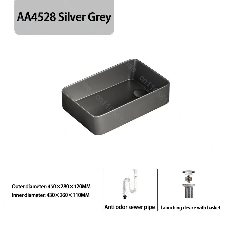 Luxuriöses Keramikgefäßwaschbecken, quadratisches Badezimmerwaschbecken, Arbeitsplatte, Kunstwaschbecken für Waschtischplatte, Keramik-Badezimmerwaschbecken für den Heimgebrauch